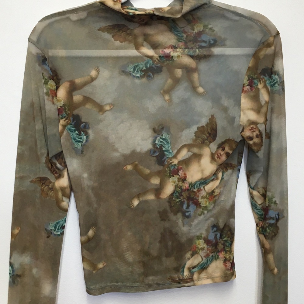 Urban Outfitters Mesh Fairy Angel Top Women Medium Brown Renaissance Whimsigoth - Picture 5 of 9